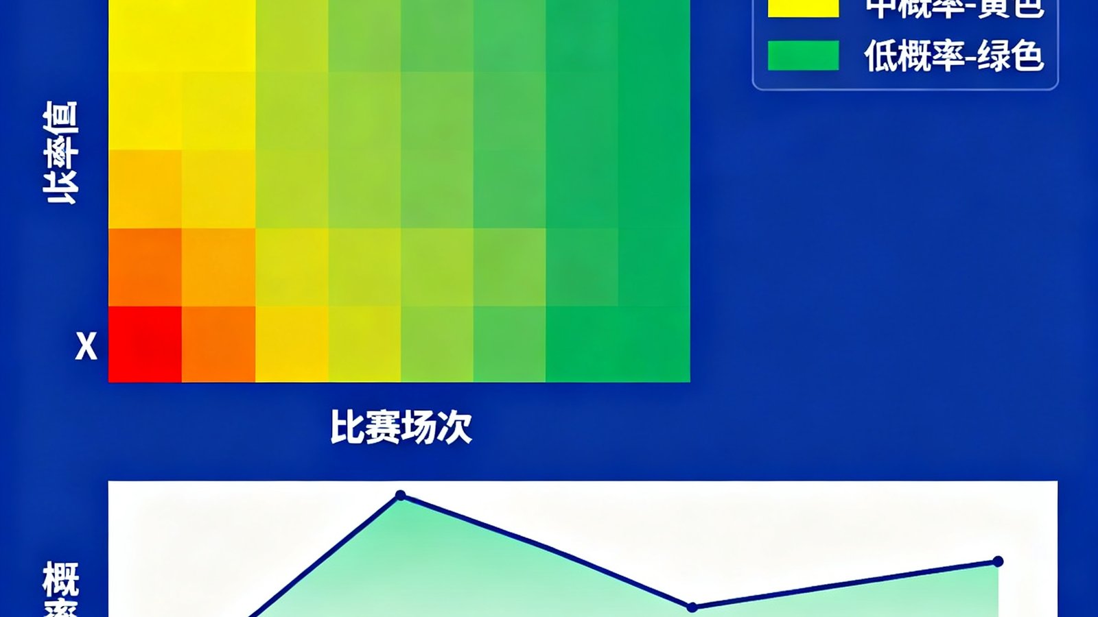 比分网AI数据预测模型生成的可视化分析图表，展示胜平负概率分布热力图和趋势曲线